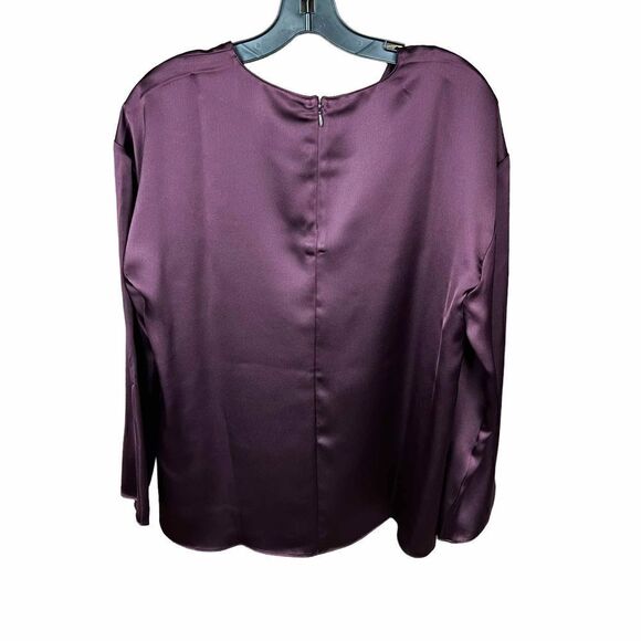 Alfani Blouse Top Bateau Neck Berry Jam Purple Zippered Back Side Slits Medium - Picture 2 of 15